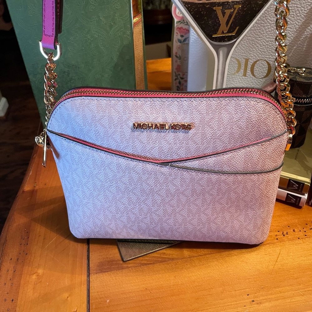 Michael Kors Pink Crossbody Bag with Gold Chain